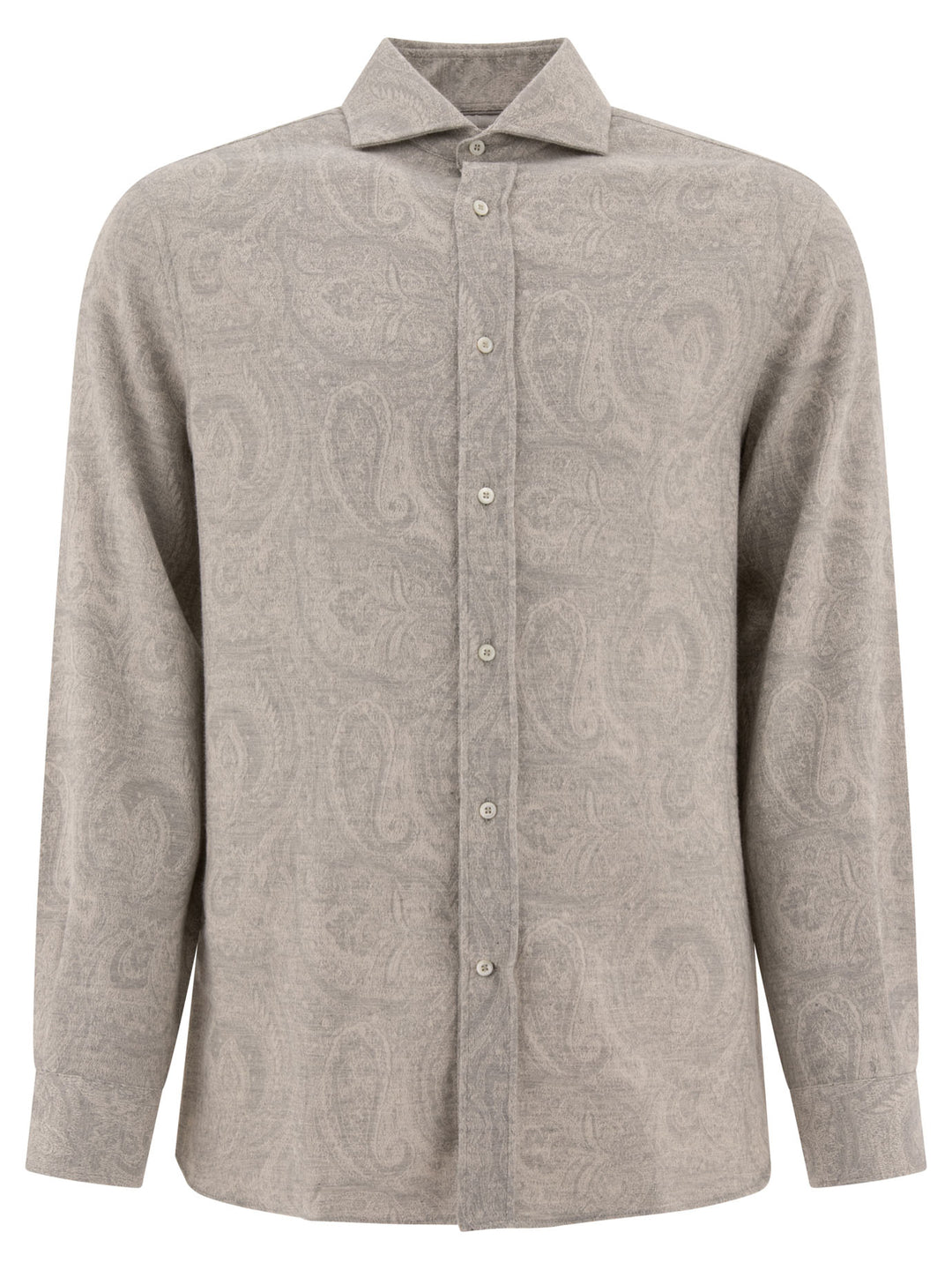 Paisley Jacquard Flannel Shirt Shirts Grey