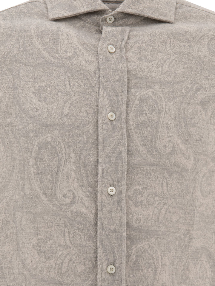 Paisley Jacquard Flannel Shirt Shirts Grey