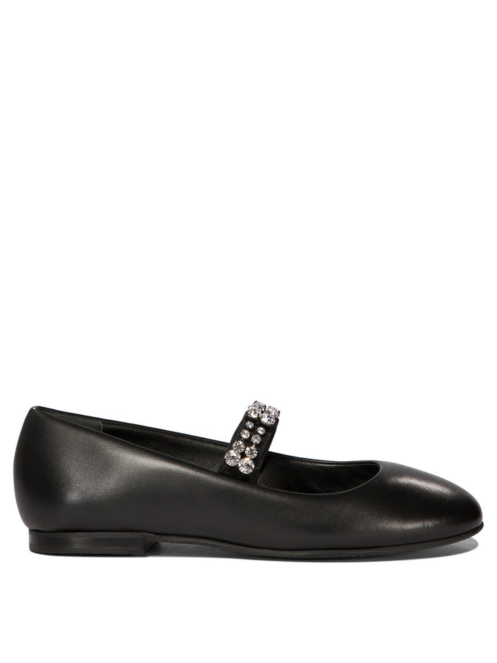 Ballet Flats With Crystals Ballerinas Nero