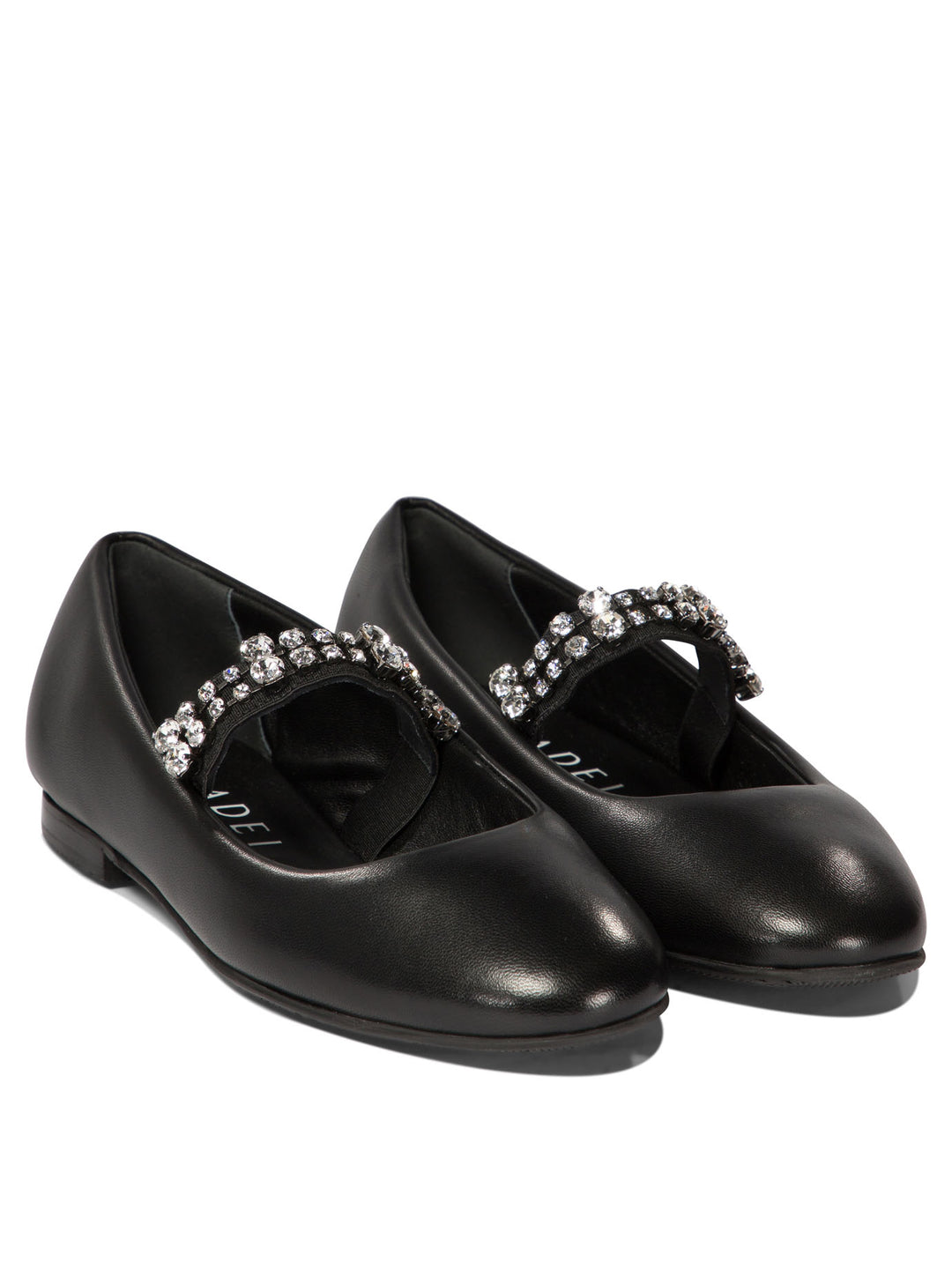 Ballet Flats With Crystals Ballerinas Nero