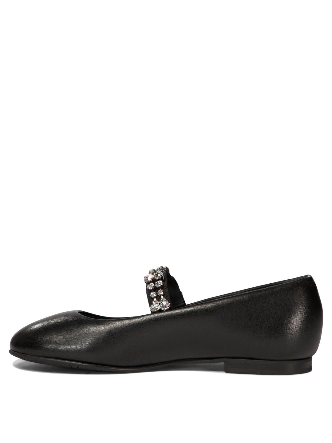 Ballet Flats With Crystals Ballerinas Nero