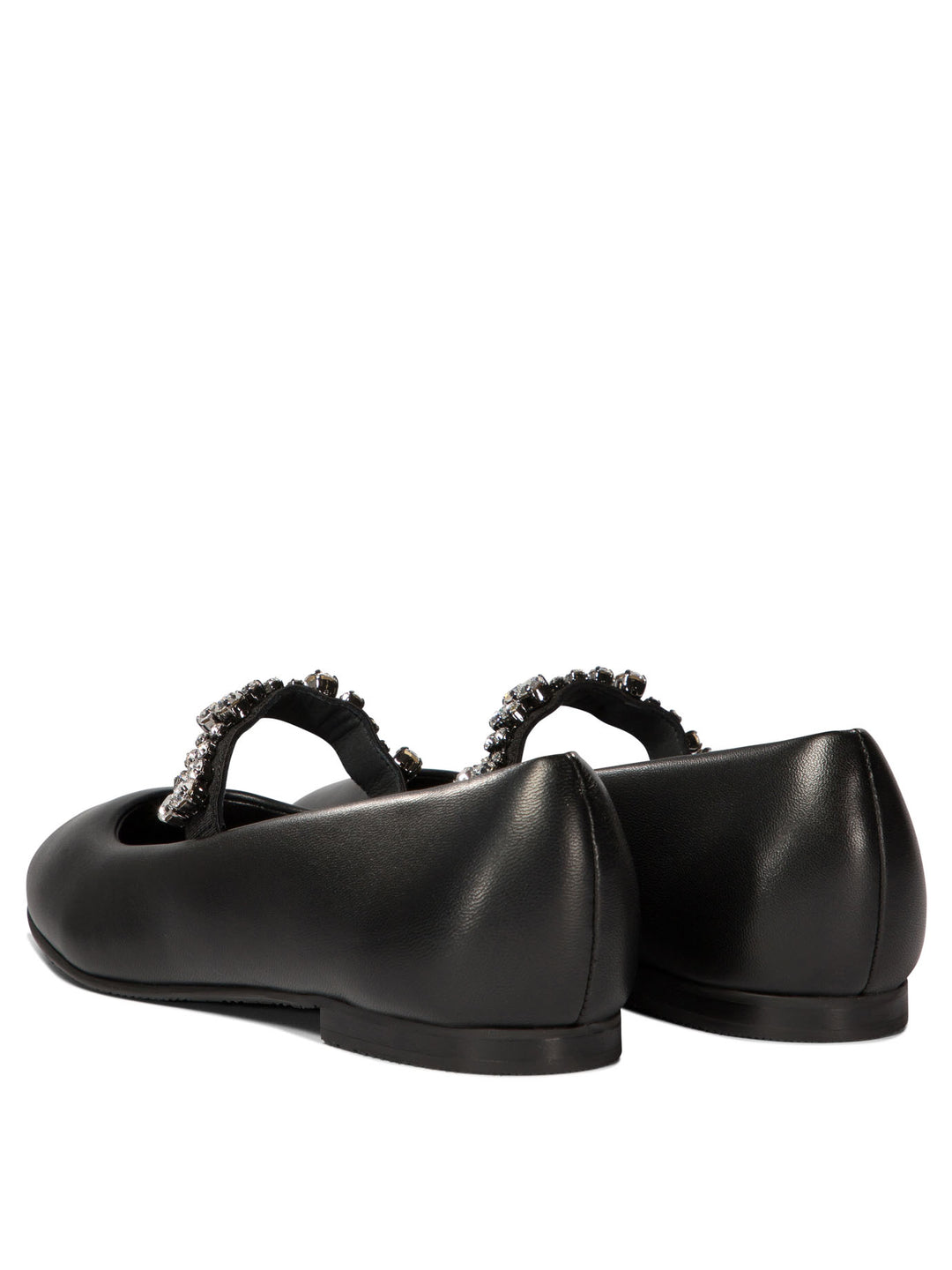 Ballet Flats With Crystals Ballerinas Nero