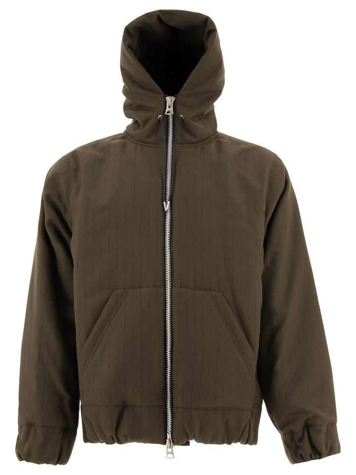 Pinstriped Hooded Jacket Giacche Marrone