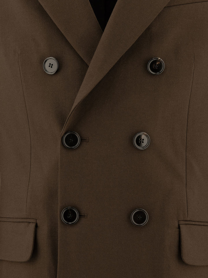 Wool Double-Breasted Blazer Giacche Marrone