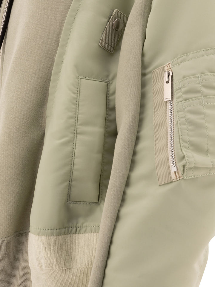 Nylon Twill X Sponge Sweatshirts Verde