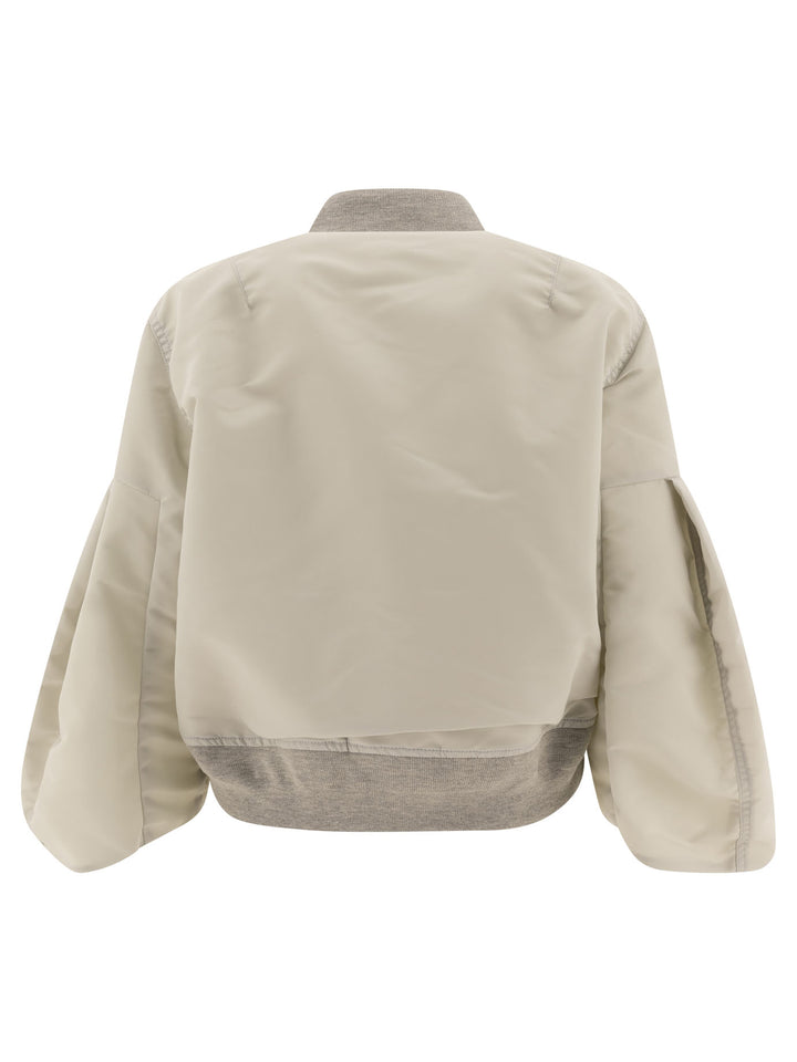 Nylon Cropped Bomber Jacket Giacche Grey