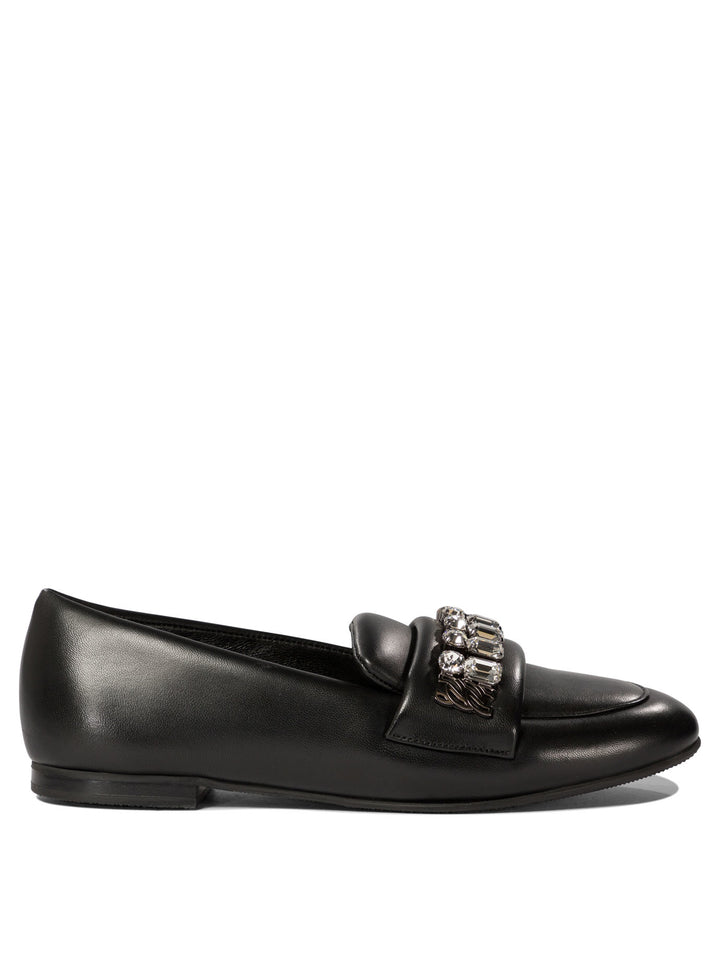 Loafers With Crystal Details Loafers & Slippers Nero