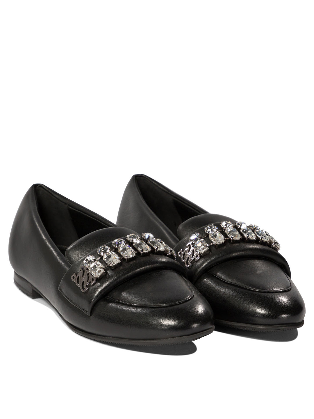 Loafers With Crystal Details Loafers & Slippers Nero