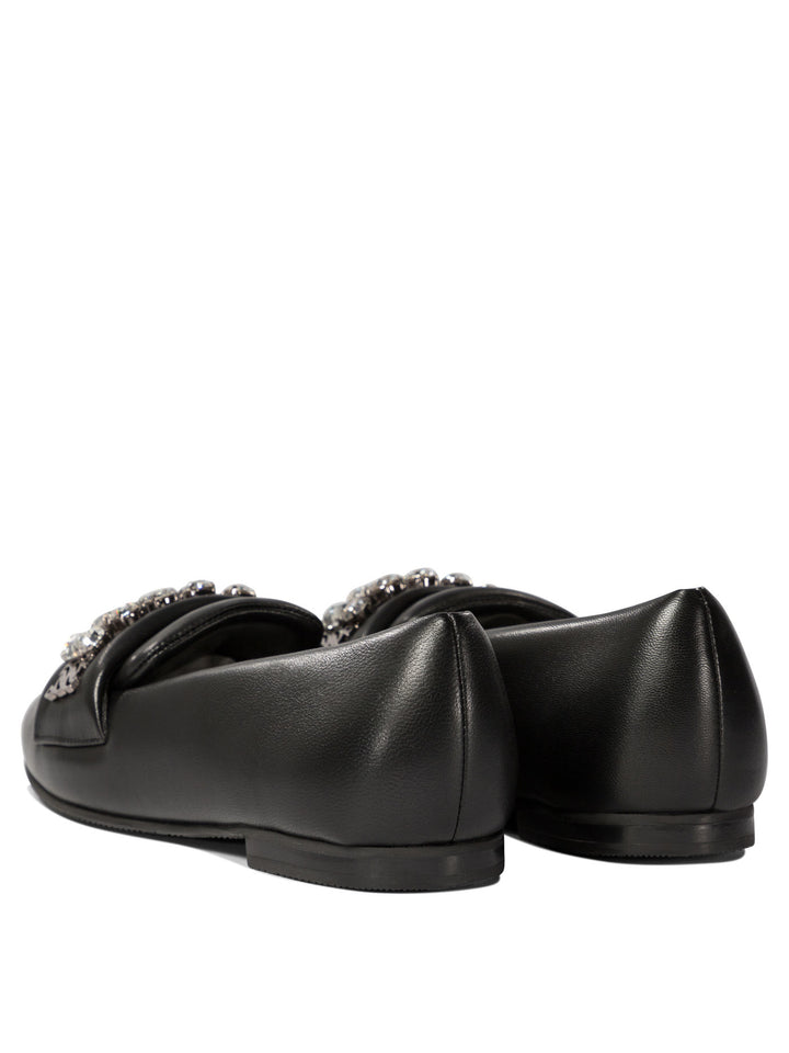 Loafers With Crystal Details Loafers & Slippers Nero