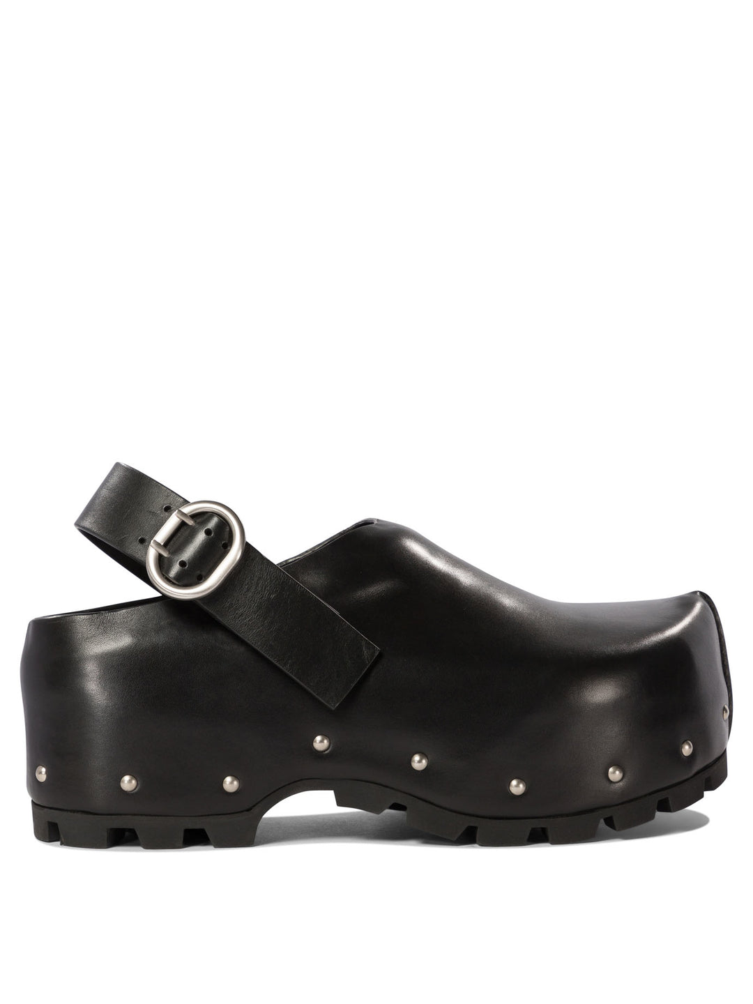 Leather Clogs With Studs Loafers & Slippers Nero