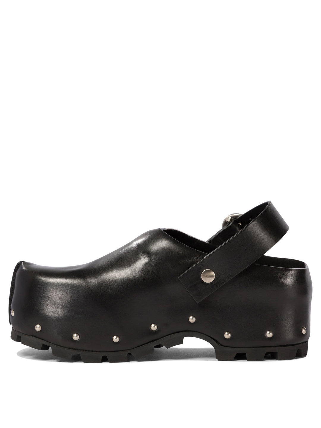 Leather Clogs With Studs Loafers & Slippers Nero