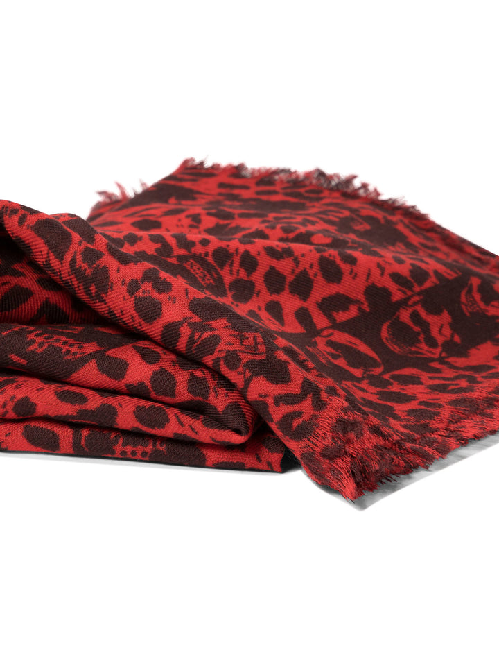 Leopard Skull Scarves Rosso