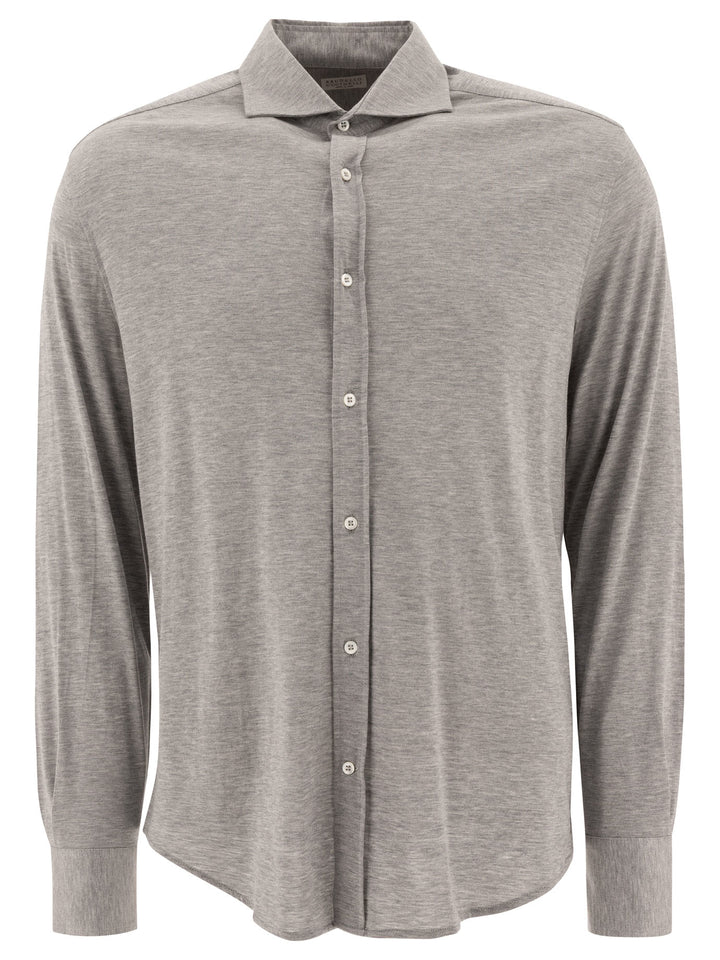 Silk And Cotton Lightweight Jersey Shirt Shirts Grey