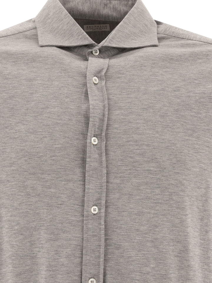 Silk And Cotton Lightweight Jersey Shirt Shirts Grey