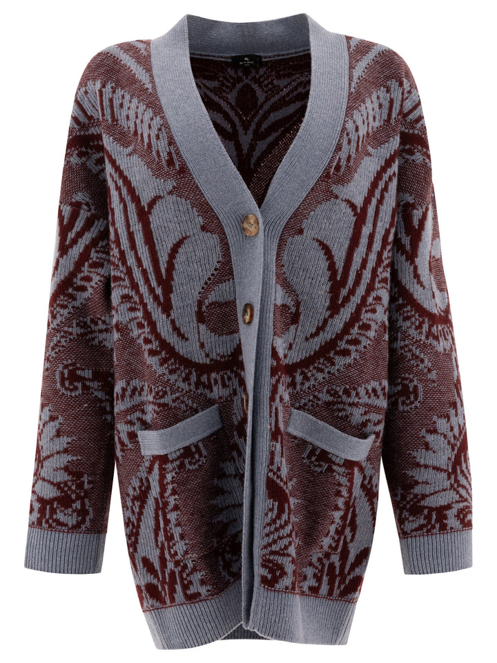 Wool Jacquard Cardigan Knitwear Celeste