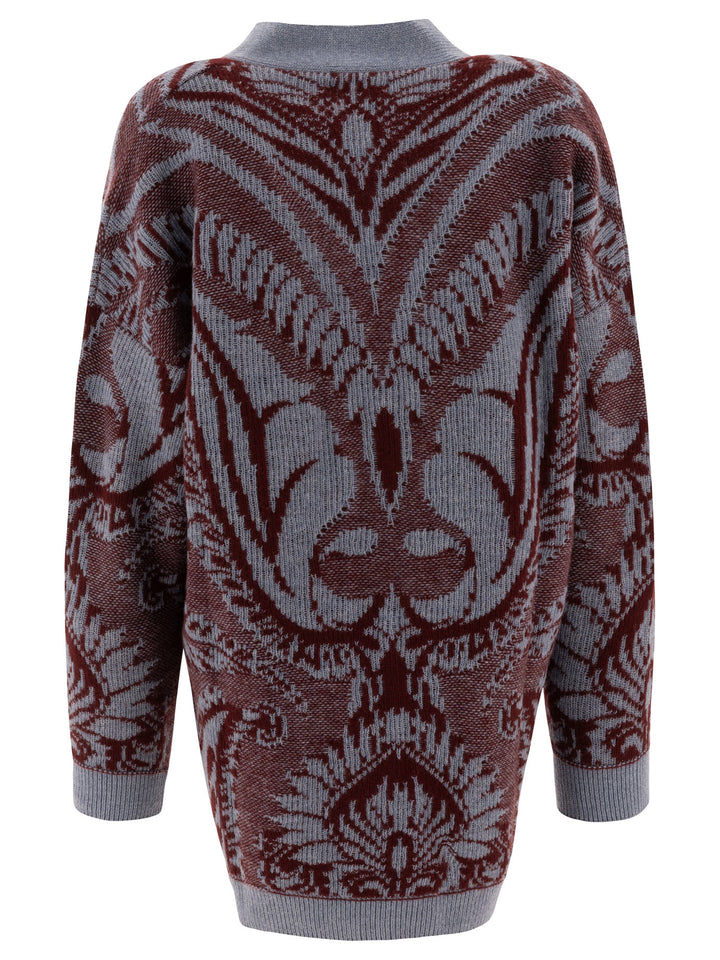 Wool Jacquard Cardigan Knitwear Celeste