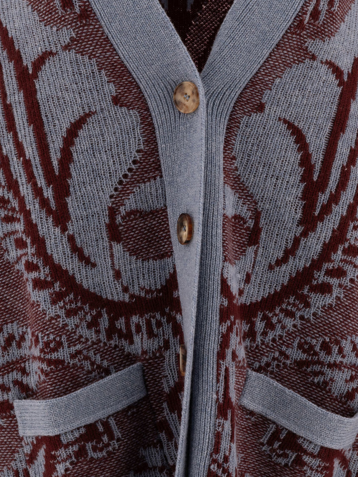 Wool Jacquard Cardigan Knitwear Celeste