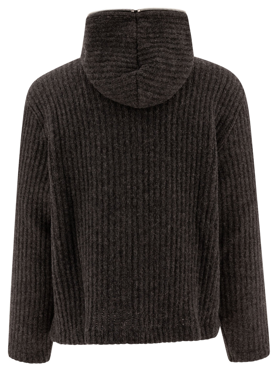 Ribbed Full Zip Sweater Knitwear Grey