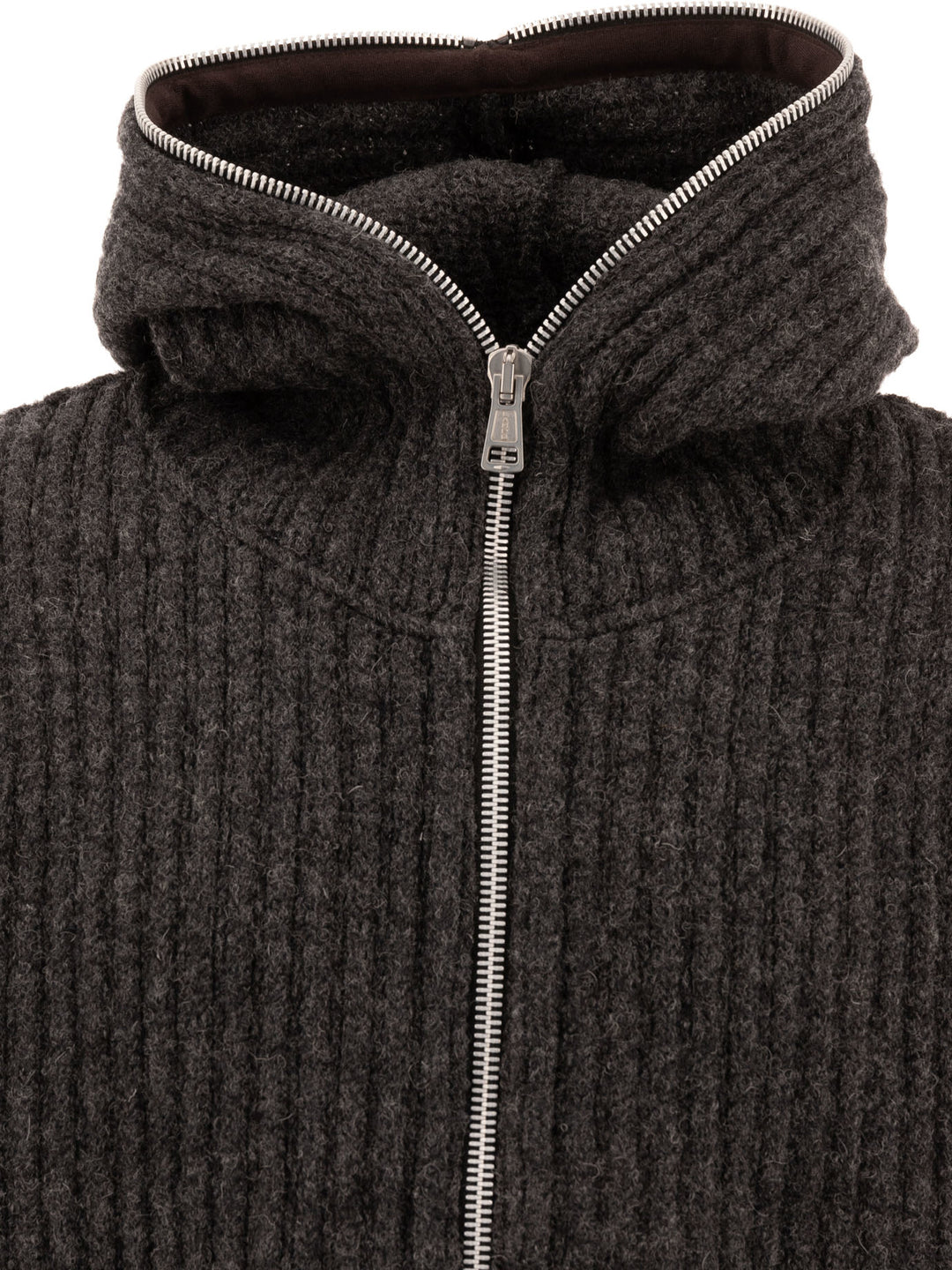 Ribbed Full Zip Sweater Knitwear Grey