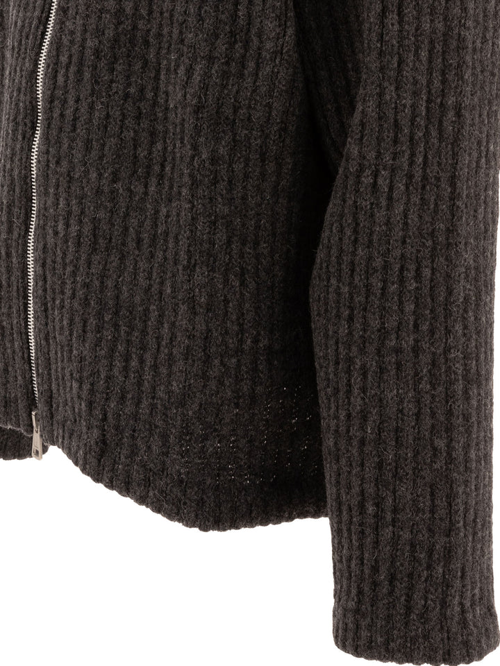 Ribbed Full Zip Sweater Knitwear Grey