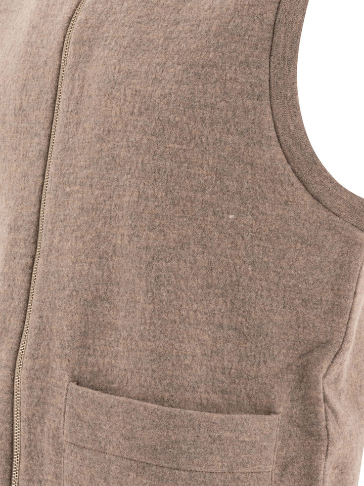 Boiled Wool Vest Knitwear Beige