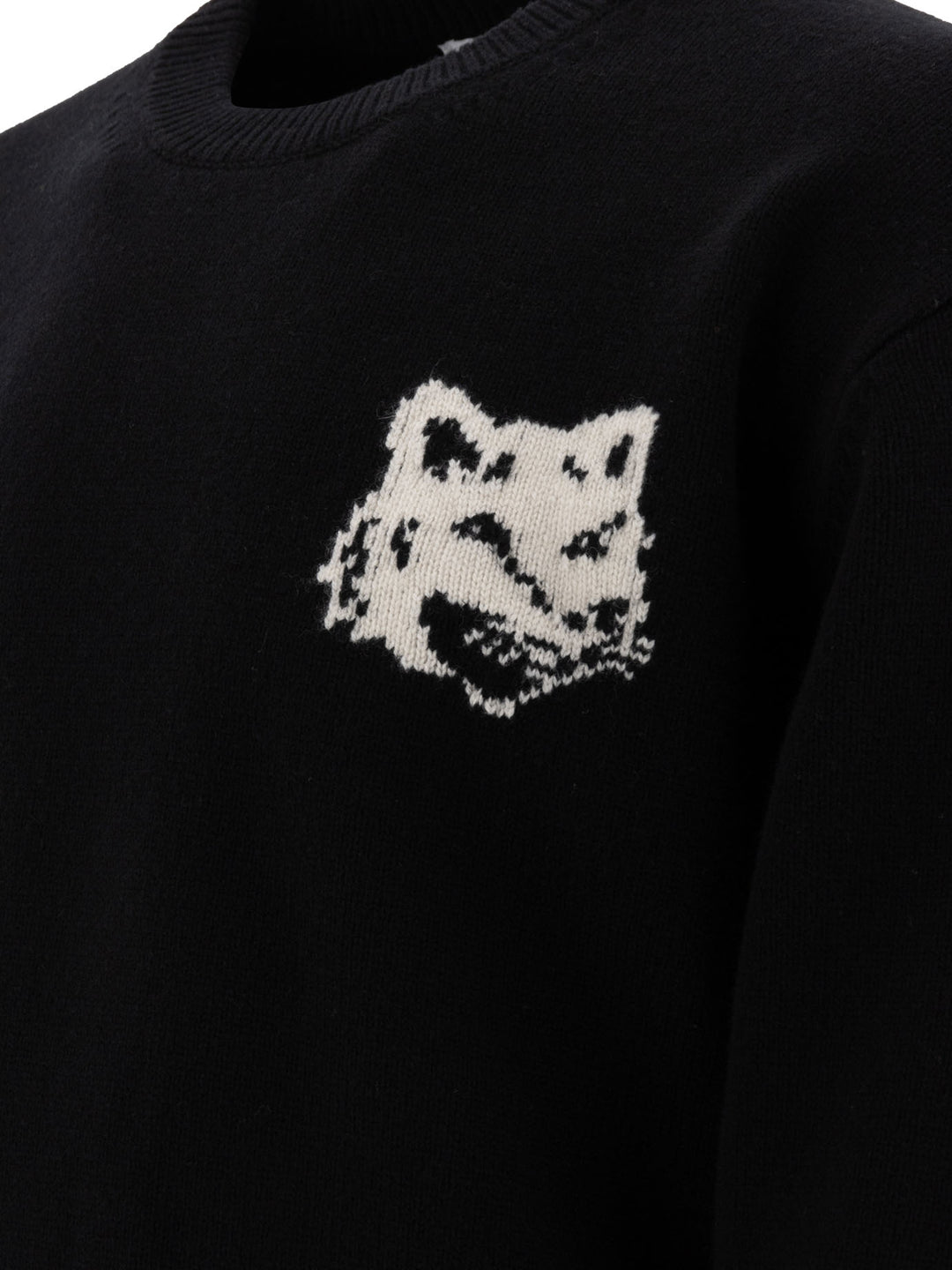 Fox Head Intarsia Knitwear Nero