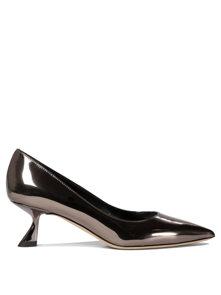 Pumps In Mirror Effect Leather Heeled Shoes Grey