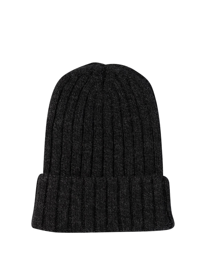 Knitted Beanie With Embroidered Logo Cappelli Nero