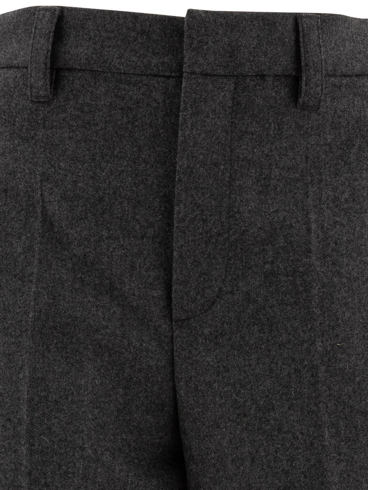 Virgin Wool And Cashmere Flannel Trousers Grey