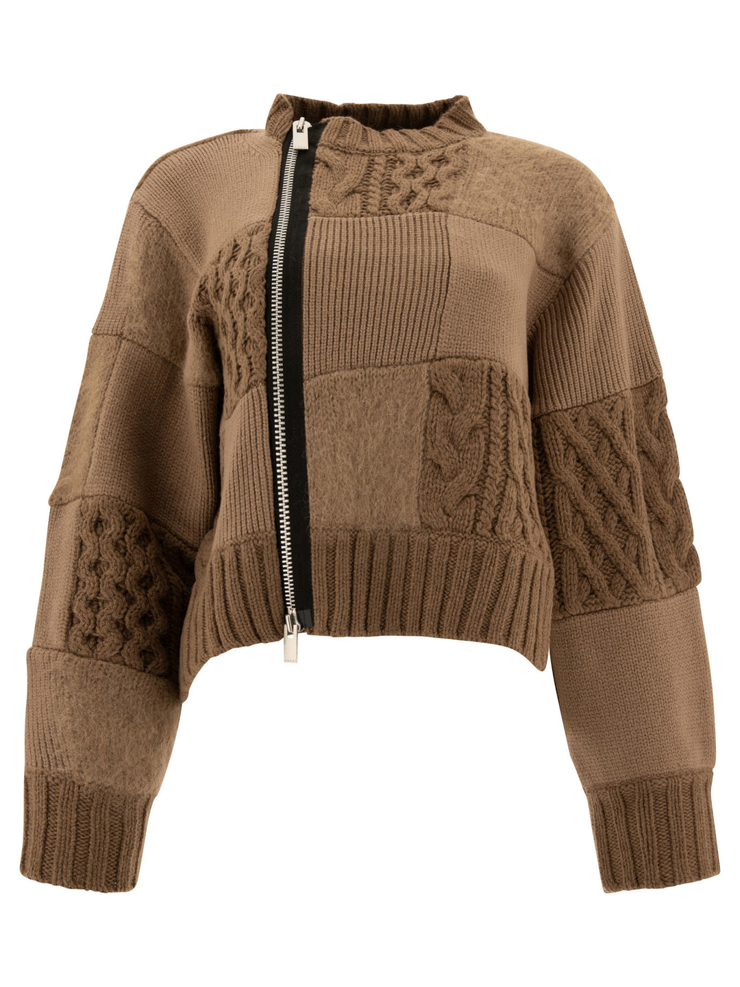 Patchwork Cardigan Knitwear Beige