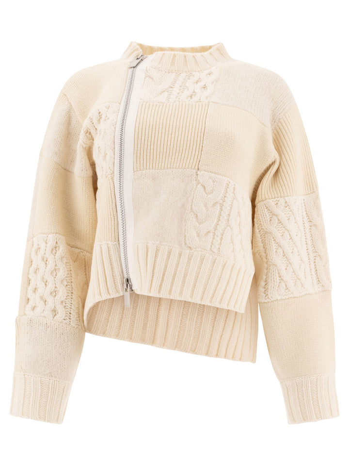 Patchwork Cardigan Knitwear Bianco