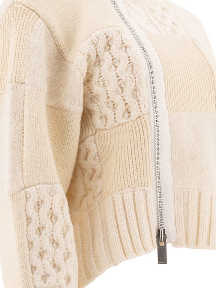 Patchwork Cardigan Knitwear Bianco