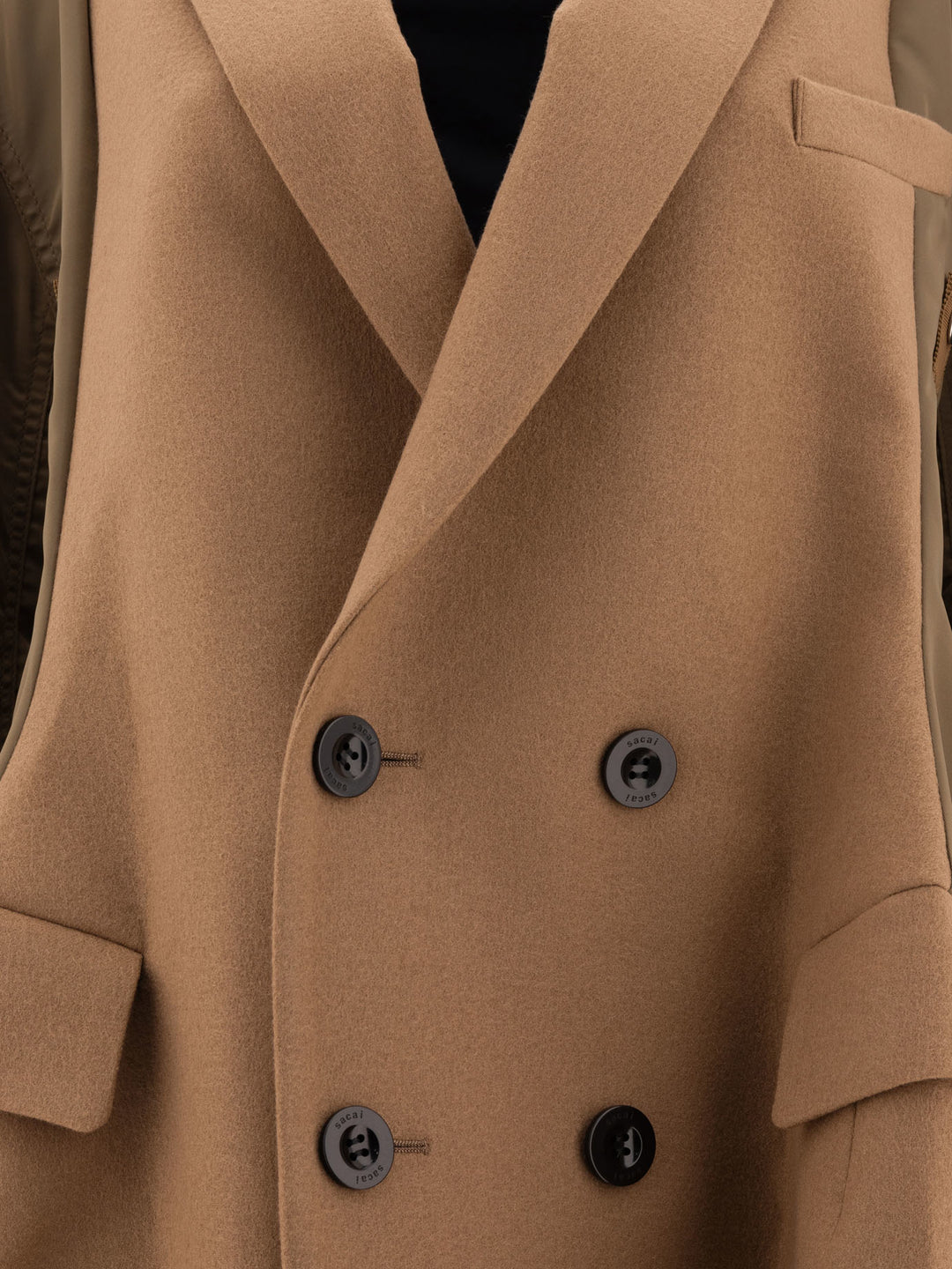 Wool Melton X Nylon Twill Coats Beige