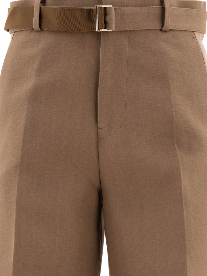 Tailored Belted Trousers Beige