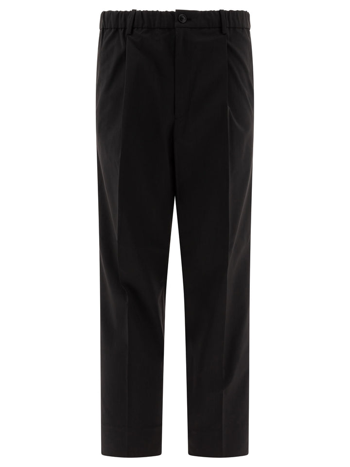 Wool Blend Twill One Tuck Trousers Nero