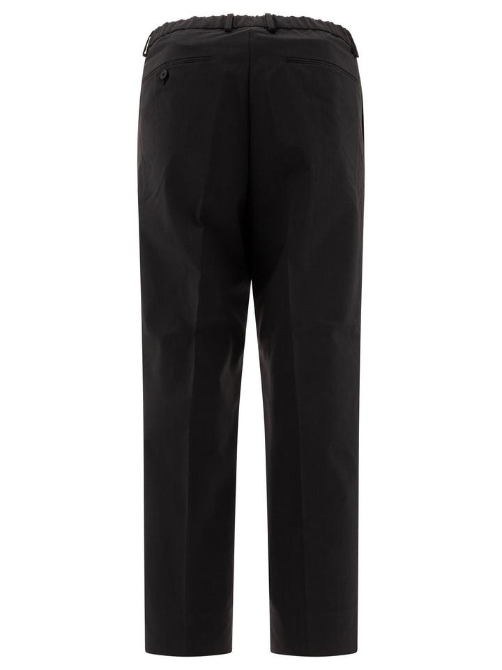 Wool Blend Twill One Tuck Trousers Nero