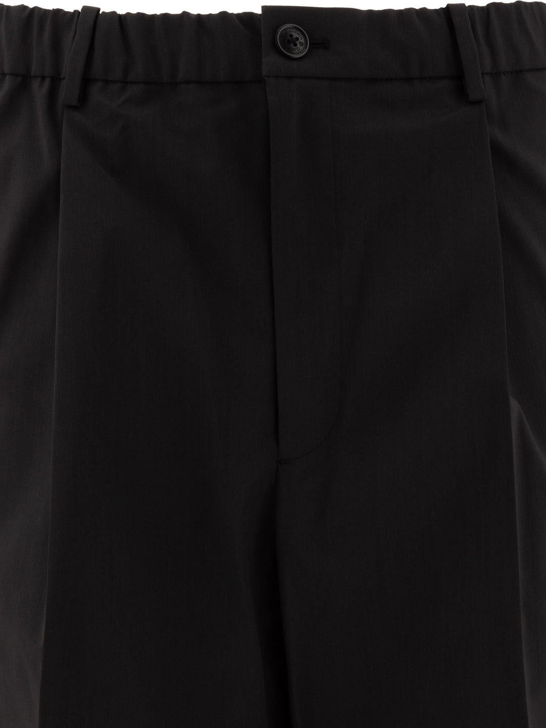 Wool Blend Twill One Tuck Trousers Nero