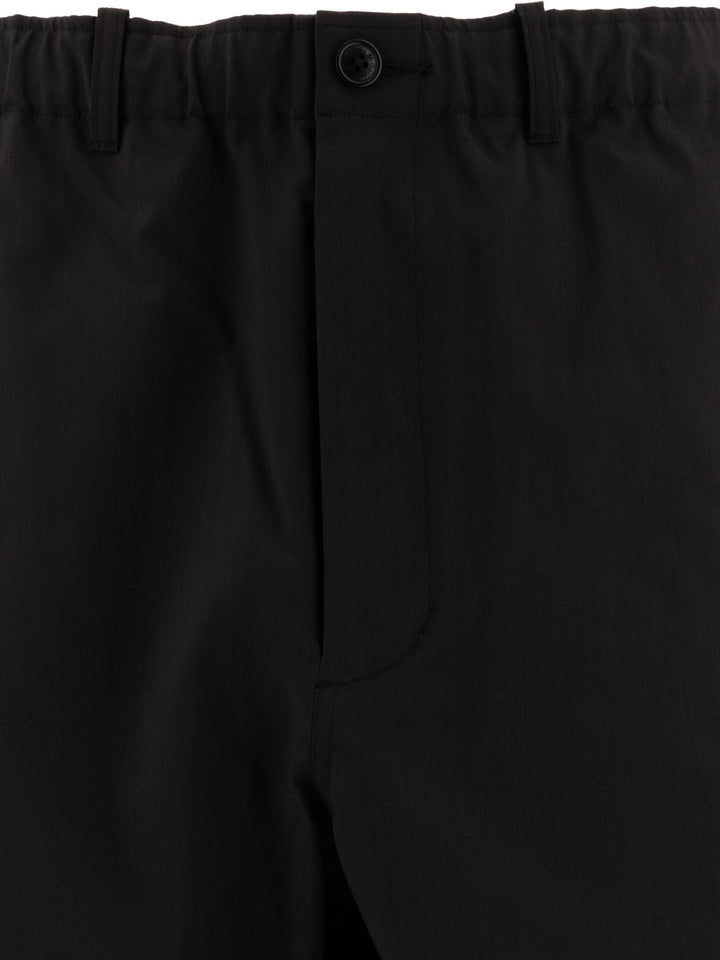 Wool Blend Twill Trousers Nero