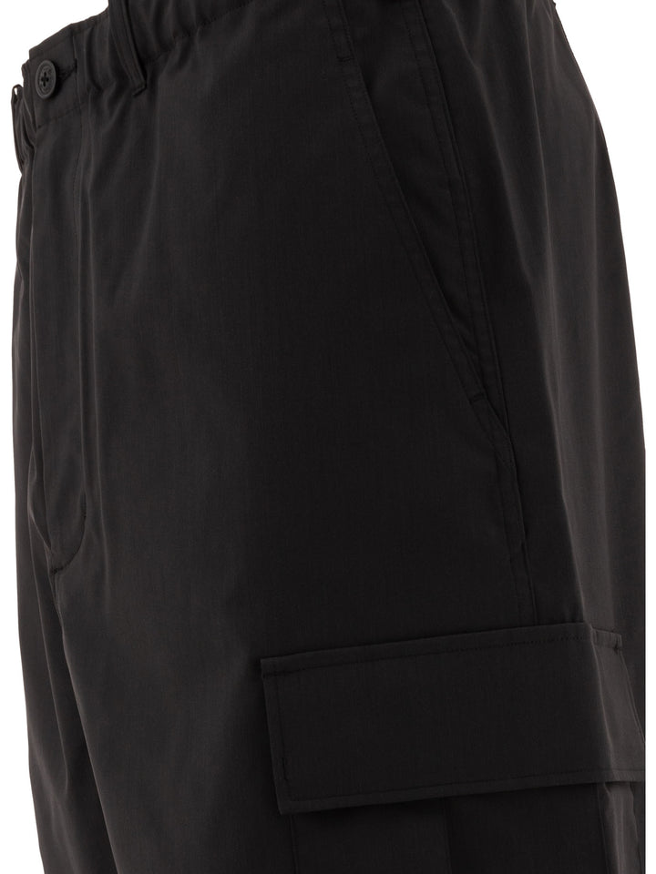 Wool Blend Twill Trousers Nero