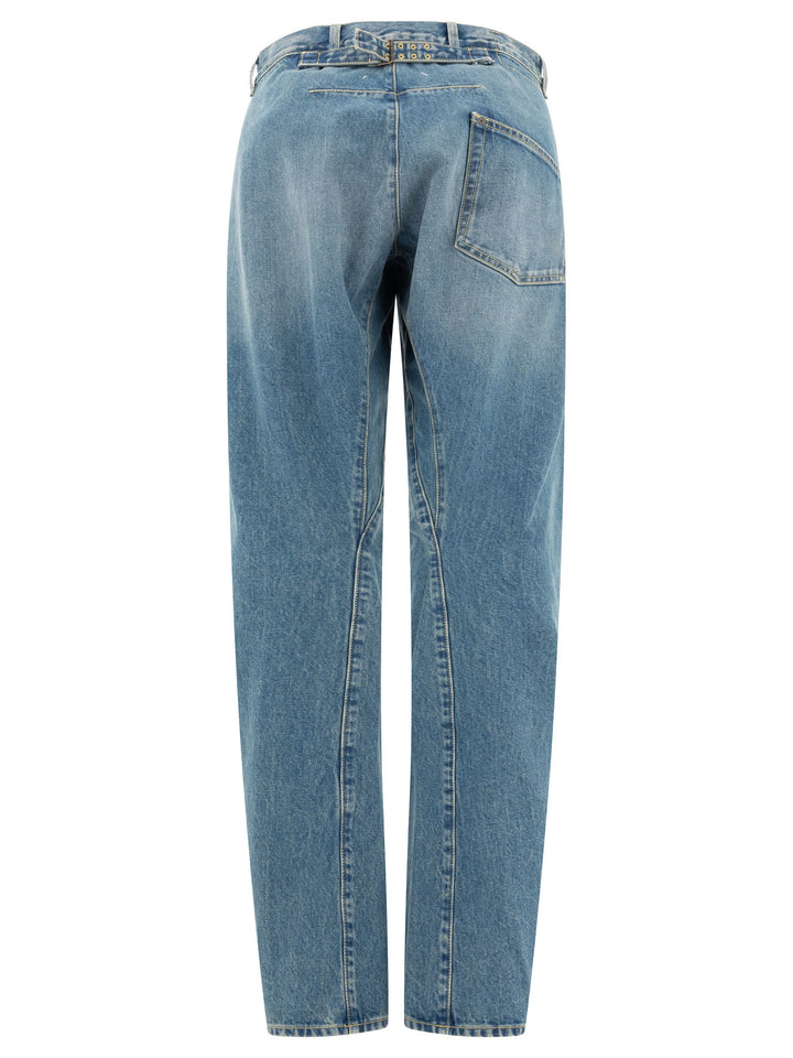 Diagonal Seam Jeans Blu