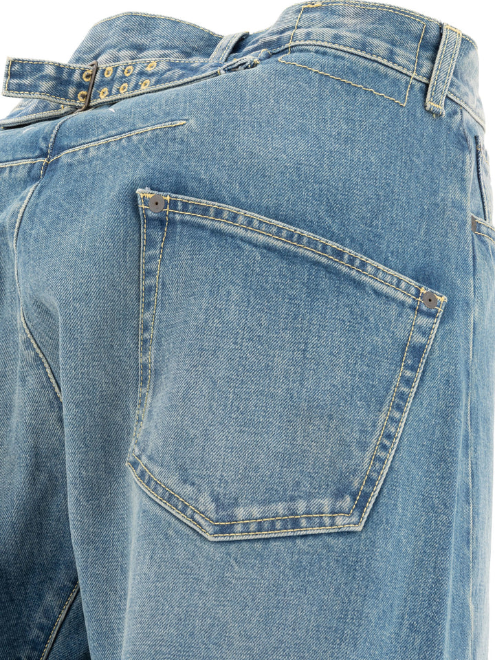 Diagonal Seam Jeans Blu