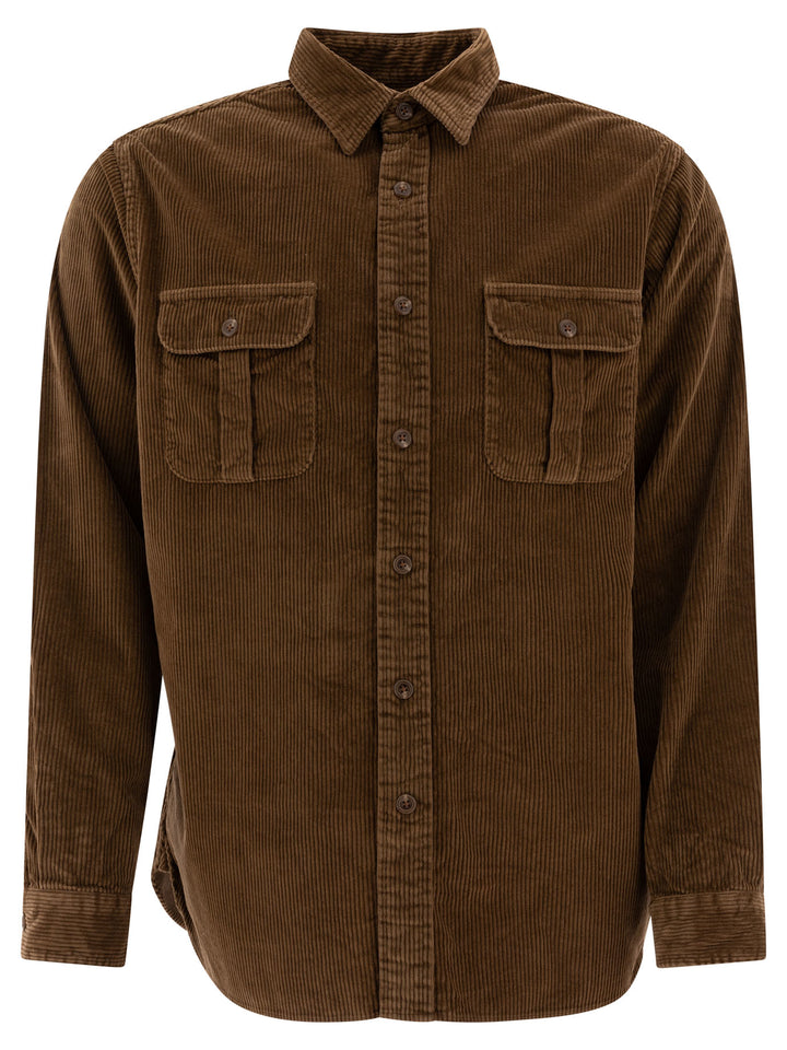 Classic-Fit Corduroy Shirt Shirts Marrone