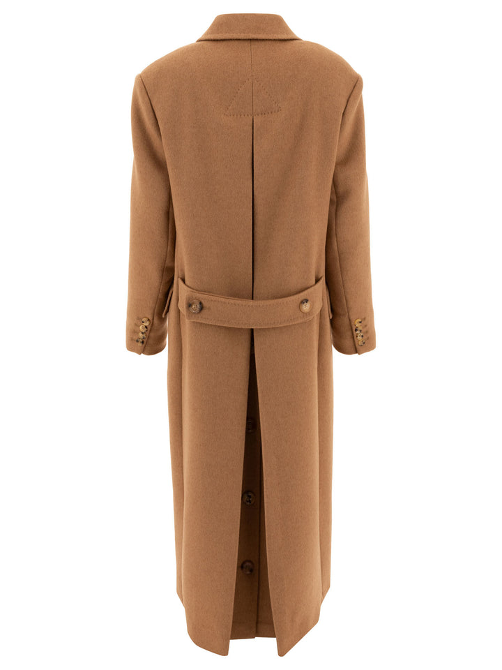 Double-Breasted Camel Coat Coats Beige