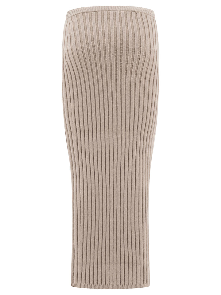 Wool And Cashmere Knit Skirt Gonne Beige