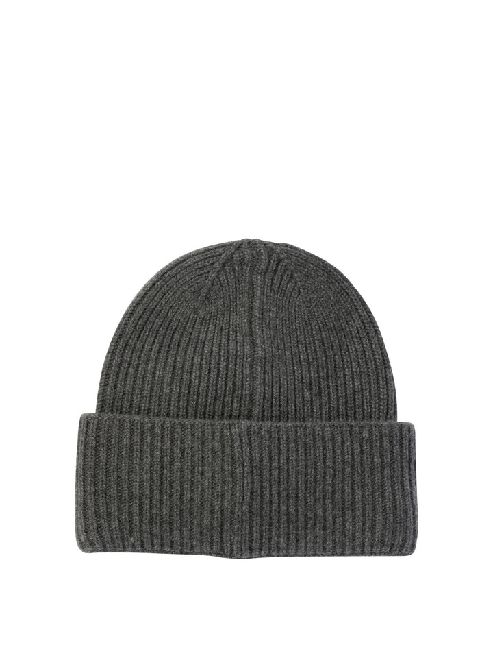 Ribbed Cashmere Beanie Cappelli Grey