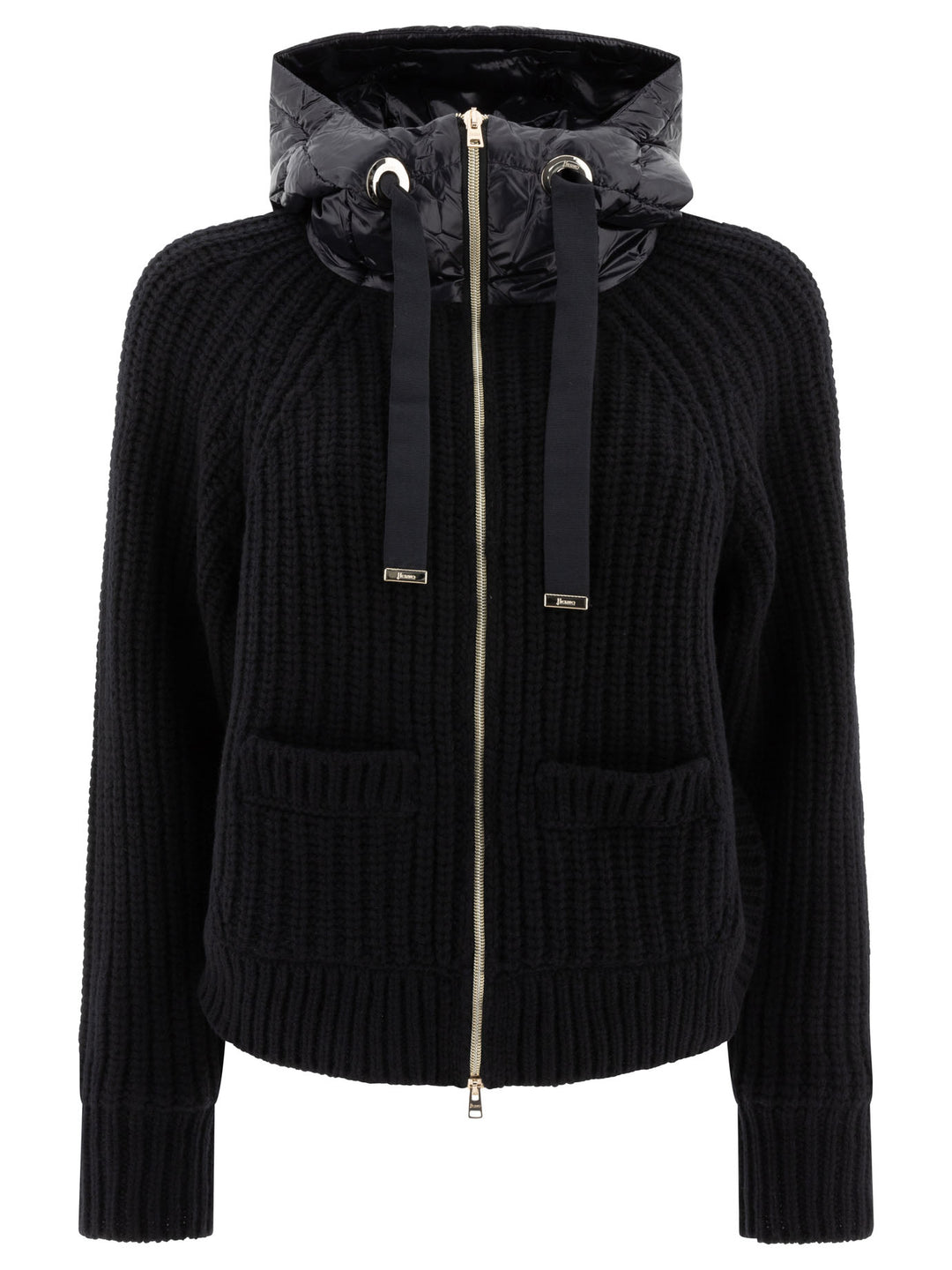 Down Jacket With Wool Inserts Giacche Nero