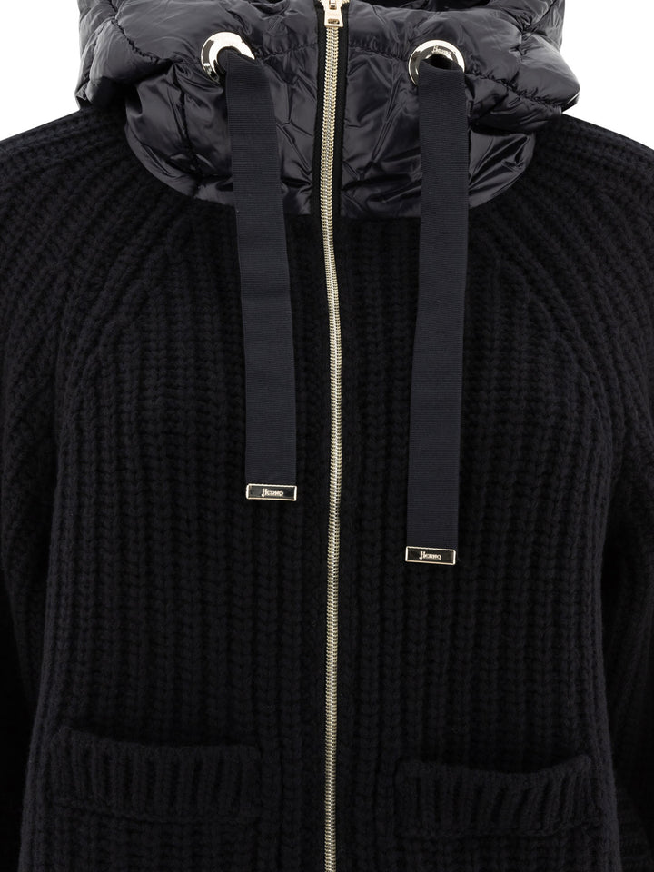 Down Jacket With Wool Inserts Giacche Nero