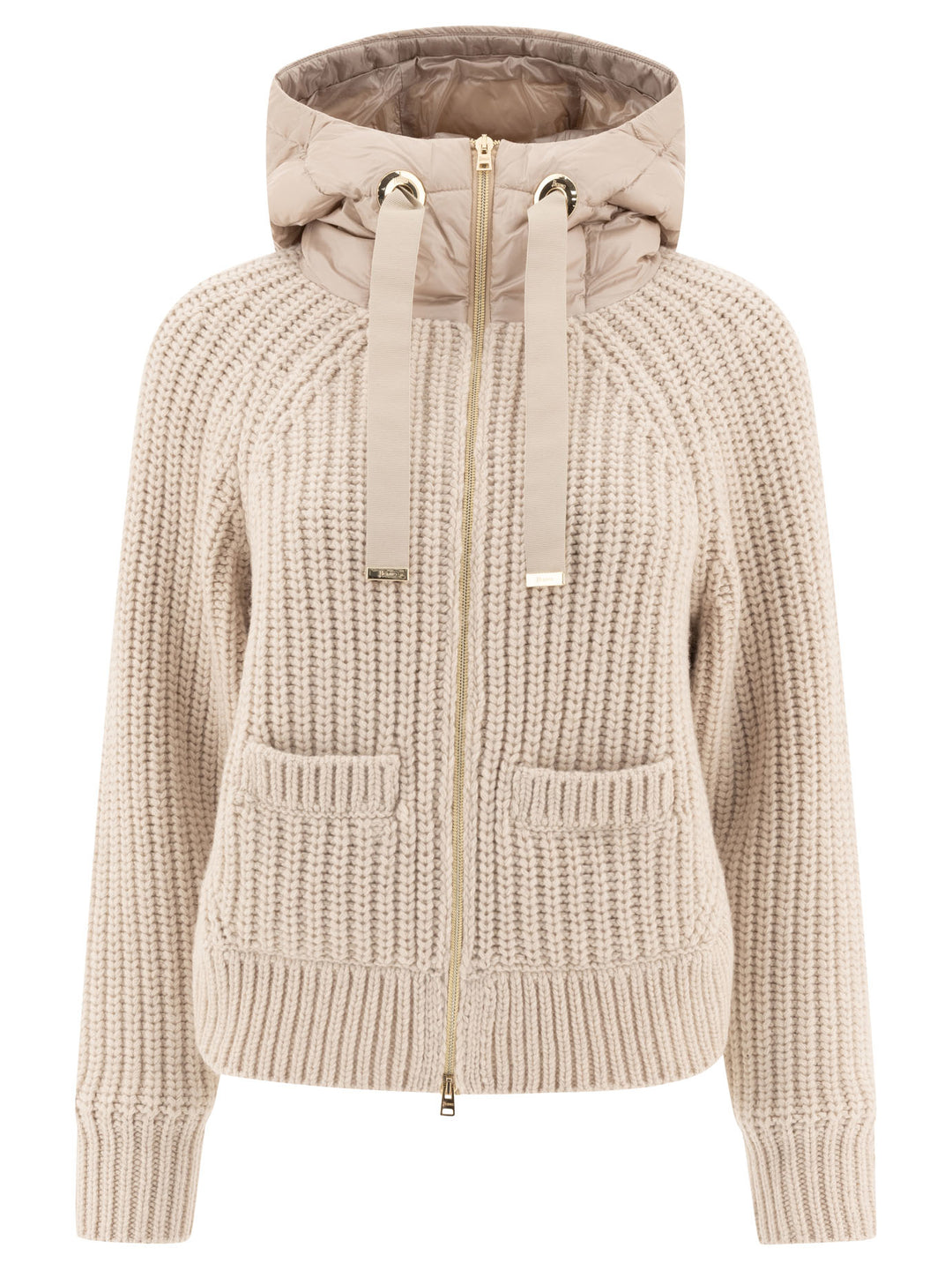 Down Jacket With Wool Inserts Giacche Beige