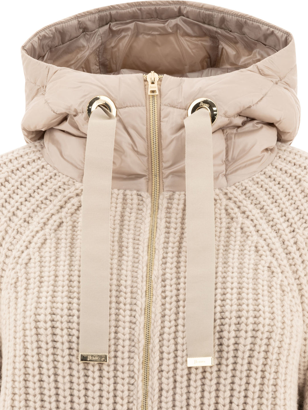 Down Jacket With Wool Inserts Giacche Beige