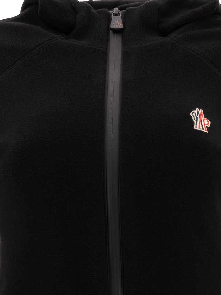 Hooded Fleece Jacket With Zip Giacche Nero